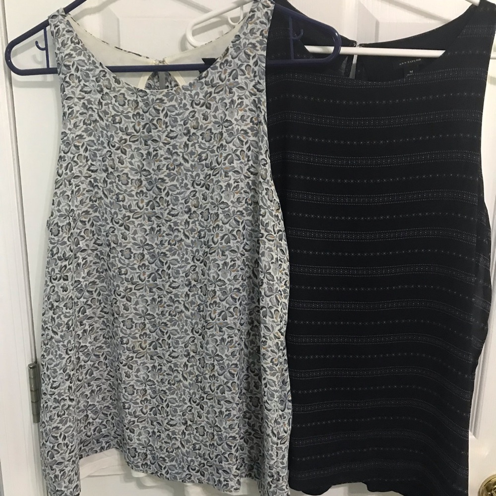 Ann Taylor high neck blouses, flowy open back, M